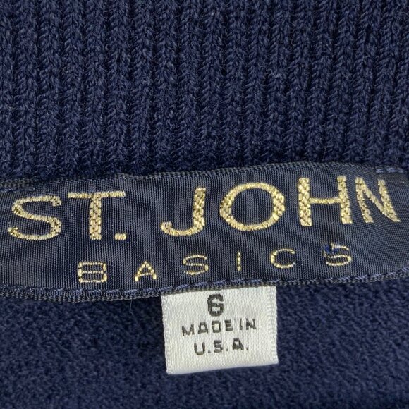 St. John Basics Knit Skirt 6 Blue Wool Blend Mini Peplum Classic - Picture 3 of 11